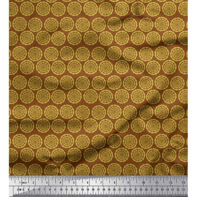 Soimoi Rayon Fabric Wreath Leaves Print Fabric by The Yard 56 Inch Wide