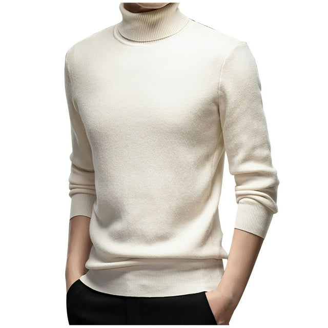 Styesk Mens Sweater Solid Color Pullover Sweater Cable Knit Turtleneck Sweater Comfy Soft Plush Oversized Sweater Casual Loose Sweaters with Ribbing Edge