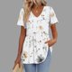thumbnail image 2 of Tops de Ajuste Suelto para las Mujeres Imprimir Plisado Patchwork Cuello en V Manga Corta, Blusa de Moda para el Hogar Y Diario, 2 of 5