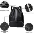 thumbnail image 2 of Swim Bag Sackpack, Lightweight Drawstring Backpack Training Gymsack with Dry Wet Compartment, Waterproof Casual Bags for Gym Shopping Swimming Yoga Sport (Black), 2 of 5