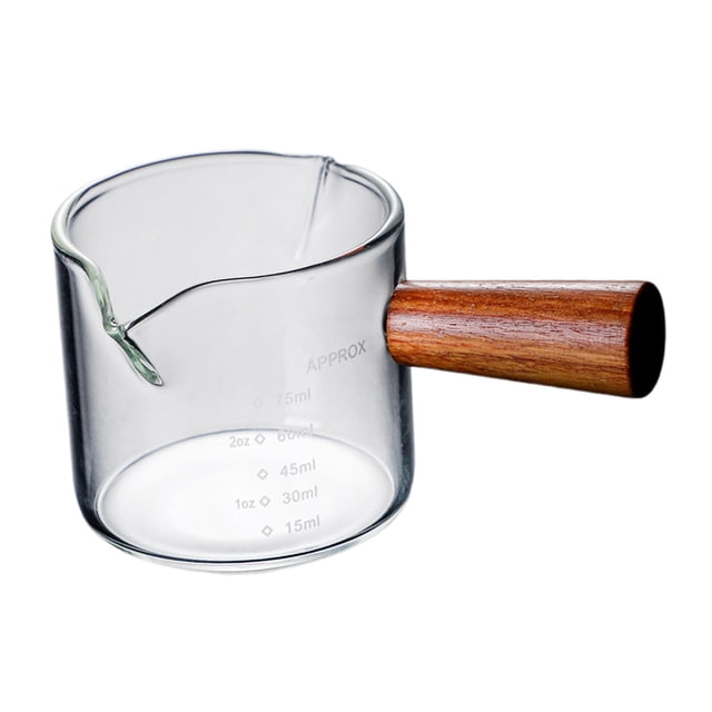 Taza medidora doble para espresso con mango de madera, 51-100 ml, para barista. A