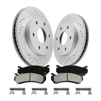 Aurogenix Front Brakes Kit Fits for 1999-2006 Chevy Silverado 1500, 2000-2006 Chevy Tahoe, 2000-2006 Chevy Suburban 1500, 2002-2006 Cadillac Escalade, Geomet Coated OE Brake Rotors and Pads