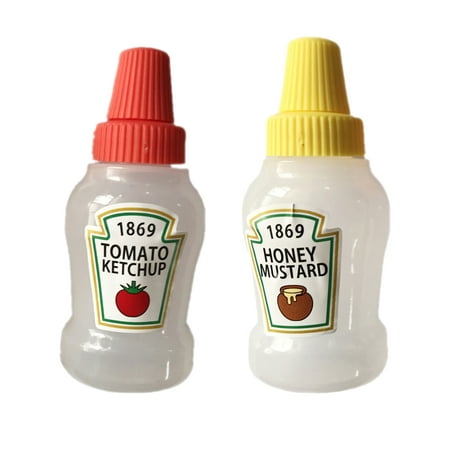 

SSBSM 2Pcs Ketchup Bottle Good Sealing Performance Multi-purpose Cute Portable Small Sauce Container for Kitchen