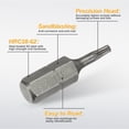 thumbnail image 4 of Uxcell 6pcs T8 Torx destornillador de bits 1/4" hexagonal de 25mm/1" de longitud, acero S2, cabeza de estrella de 6 puntos, bits de destornillador de seguridad hexagonal., 4 of 7