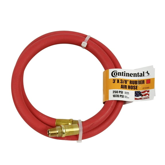 Continental Rubber Air Hose 3 Feet x 3/8 Inch 250 PSI Oil-Resistant Red 10368