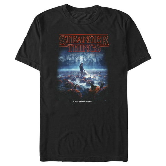 Netflix Men's Stranger Things Pumpkin Patch It Only Gets Stranger Graphic T-Shirt