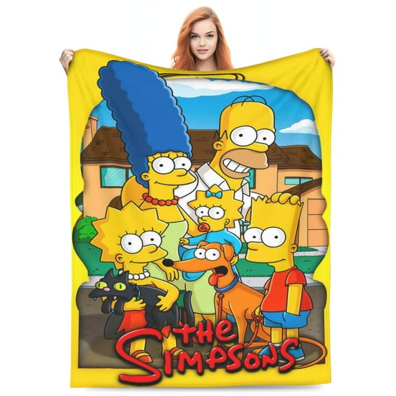 Simpsons Bed Blanket Super Soft Fleece Throw Blanket Lightweight Warm Cozy Cartoon Blankets Gifts for Kids Adults 40"x30"