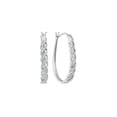 thumbnail image 1 of FB Jewels 10kt White Gold Womens Round Diamond Oblong Hoop Earrings 1/5 Cttw, 1 of 1