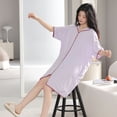 thumbnail image 4 of Defitshape Women's Cotton Soft Nightgown Padded Short Sleeve Lightweight V Neck Summer Sleep Dress Sleepwear Violet X-Large, 4 of 4