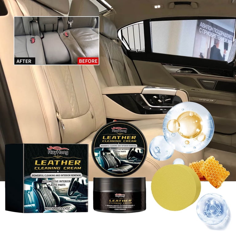 Momihoom Car Leather Cleaning Conditioner,Leather Cleaner and Conditioner, Car Leather Care Cream,Leather Seat Cleaner for Car Interior