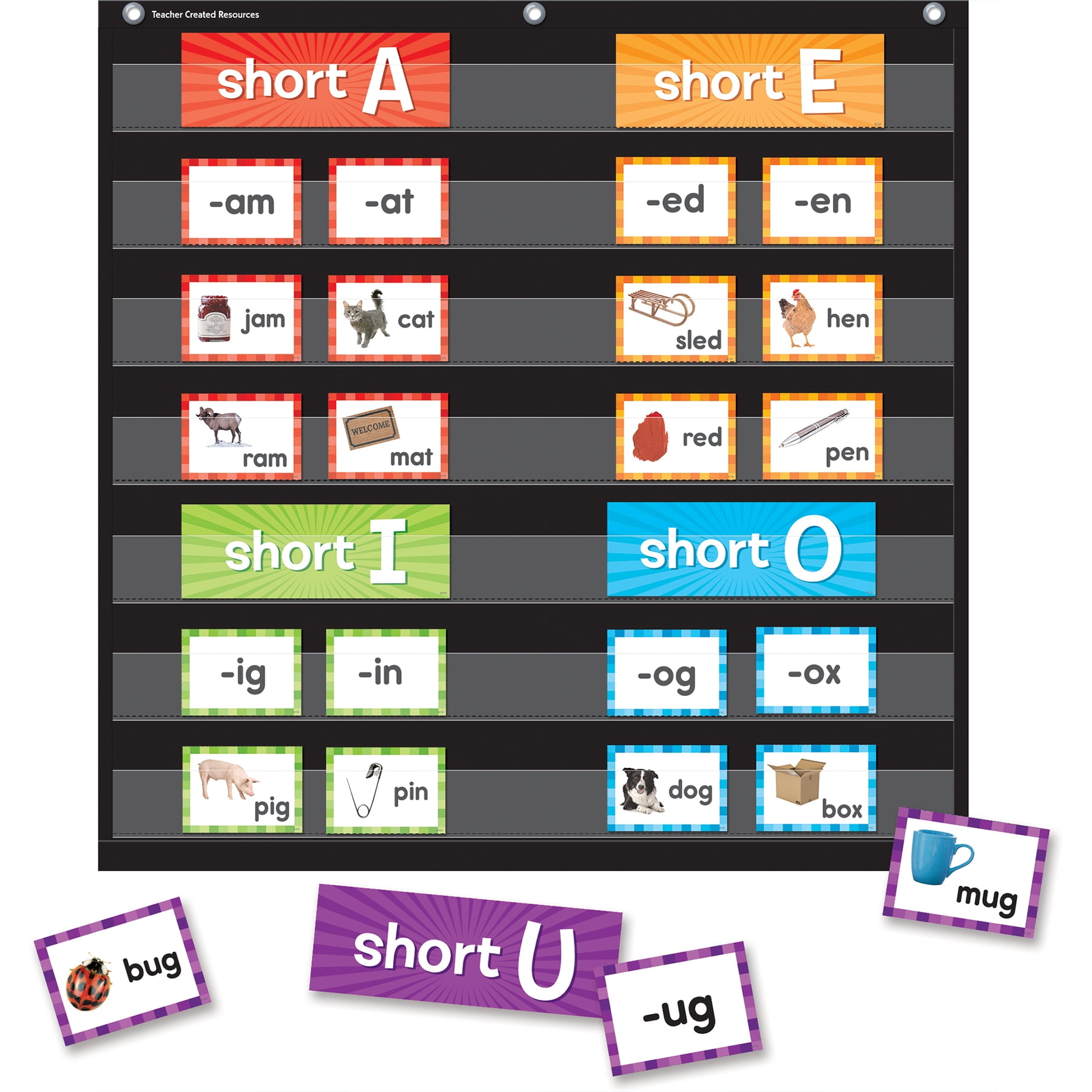 Teacher Created Resources Short Vowels Pocket Chart Cards, 205 Pieces Per Pack, 2 Packs