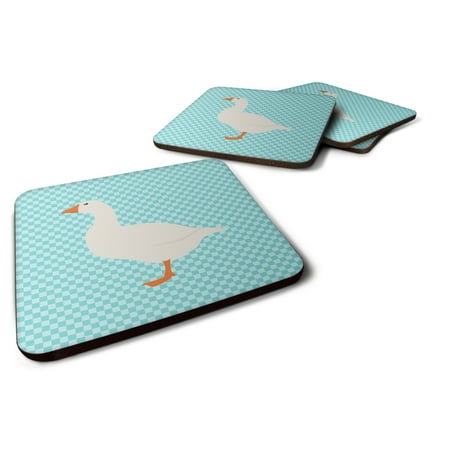 

Carolines Treasures BB8074FC Shire Horse Blue Check Foam Coaster Set of 4 3 1/2 x 3 1/2 multicolor