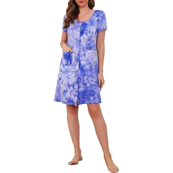 RH Womens Sleepwear Short Nightgown Button Down Pajama Nightshirt Housedress S-XXL RHW2896