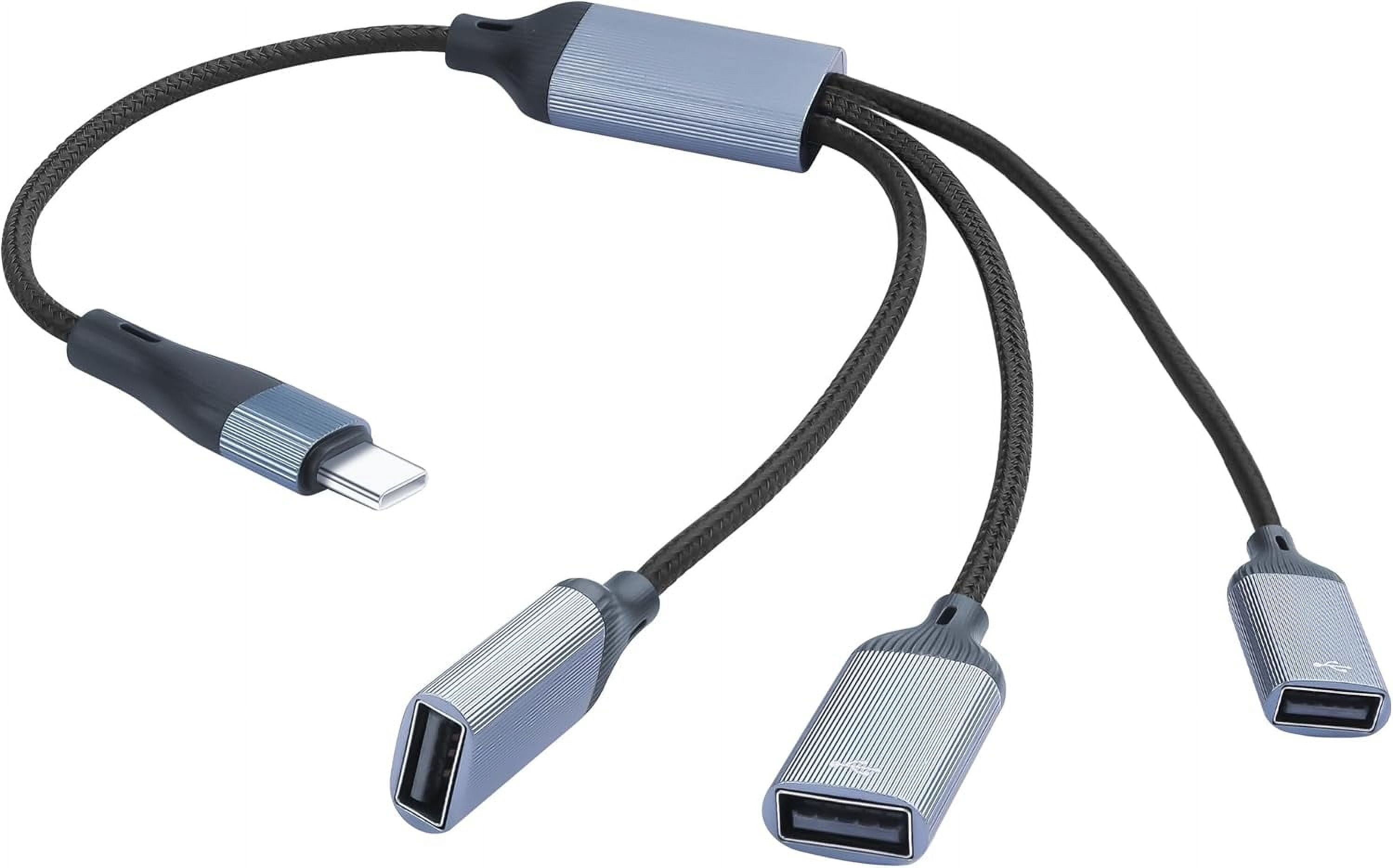 HRTGFD-3-in-1 Splitter USB-C Cable,USB Type C Male to 3 USB Female Adapter Cable Support Charging/Data Transfer Type C to USB 2.0 OTG Extension Cable for Laptop Tablet Hub 13.8in/35CM