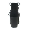 thumbnail image 4 of Second-S Black Suede Soda Women Ankle Combat Boots High Heels Lace Up Side Zipper Booties 6.5, 4 of 4