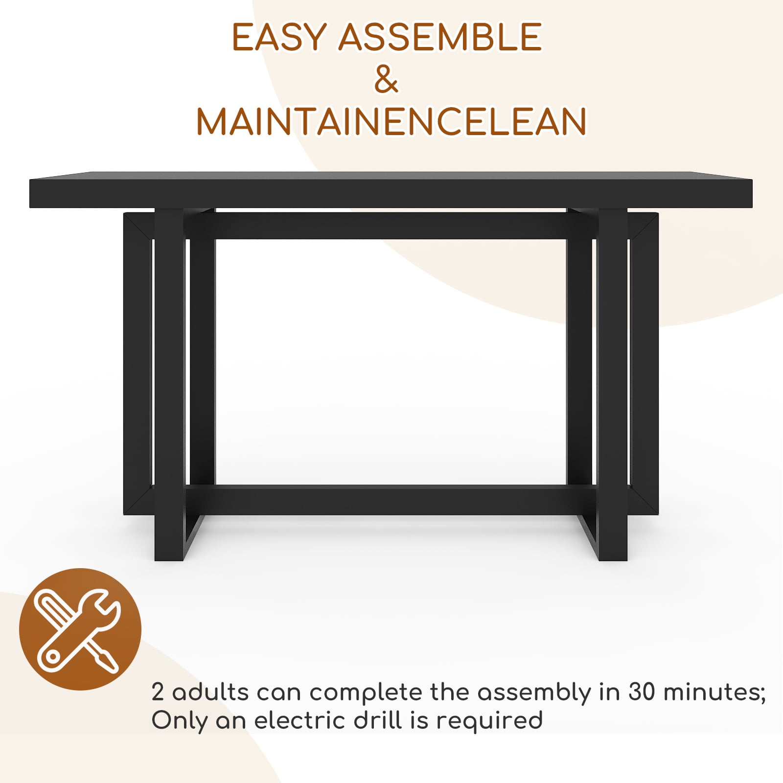 Ktaxon 59” Modern Console Table, Sleek Black Entryway Table Storage Cabinet, Heavy-Duty Hall Table for Foyer & Living Room