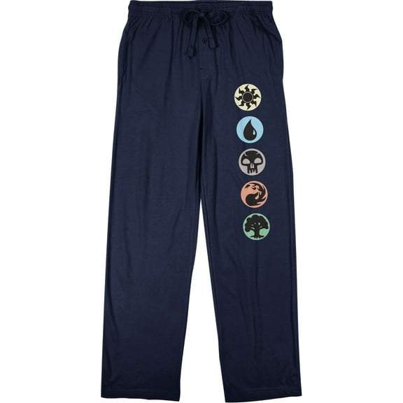Magic the Gathering Game Symbols Men's Navy Blue Drawstring Sleep Pajama Pants-M