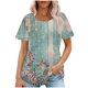 thumbnail image 1 of Tops Cortos para las Mujeres Cuello Redondo Suelto Impreso de Manga Corta, Tops Sueltos para las Mujeres, 1 of 5