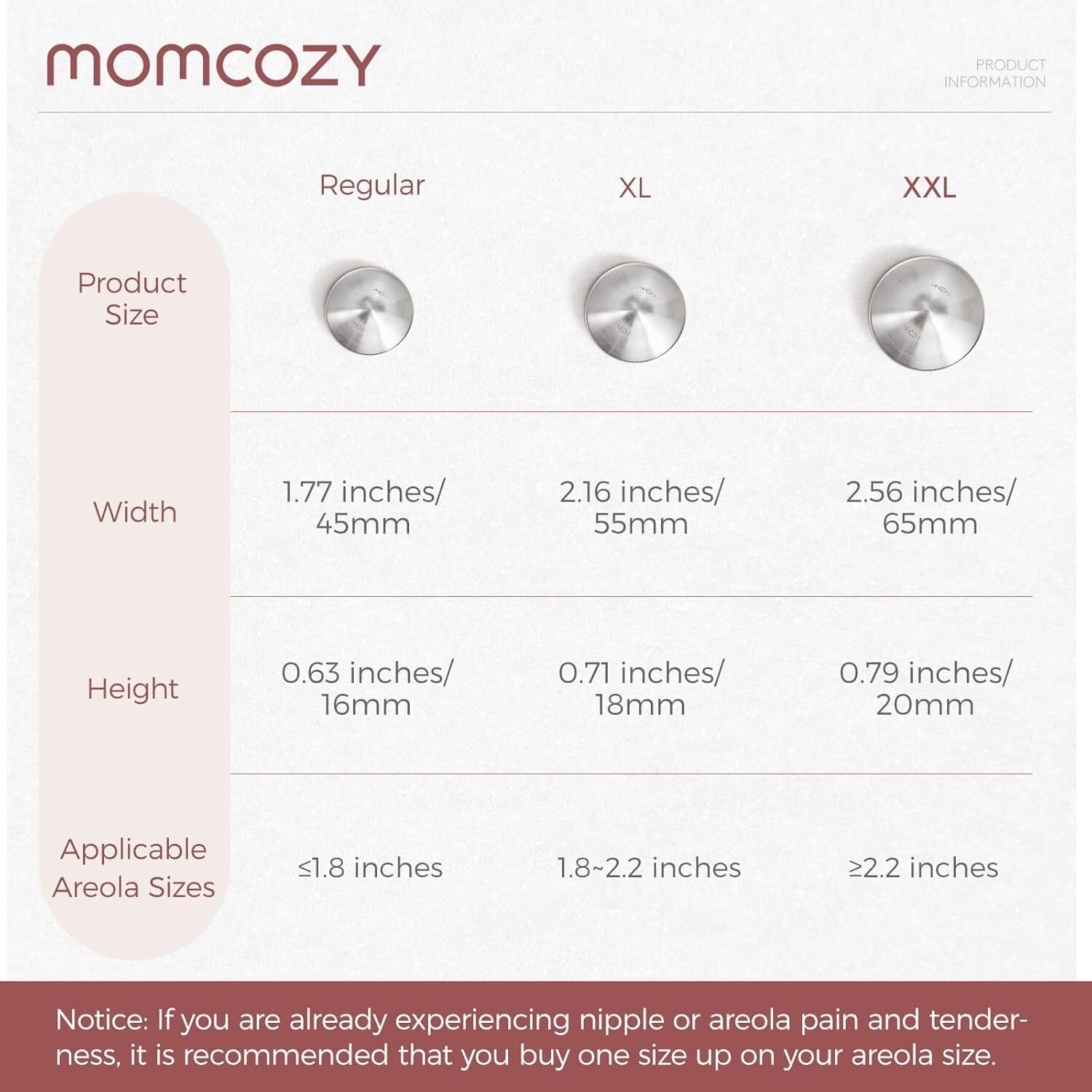 Momcozy 999 Silver Nursing Cups/Nipple Shields,Hole-Free, for Breastfeeding Essentials,Regular Size
