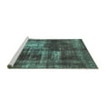 thumbnail image 2 of Ahgly Company Machine Washable Indoor Round Abstract Turquoise Blue Modern Area Rugs, 4' Round, 2 of 4