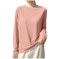thumbnail image 3 of Lightweight Long Sleeve Tops for Women Zaewscy Women's Fashion Thin Solid Color Round Neck Long Sleeve Pullover Sweater Bottoming Coat Orange XL, 3 of 6