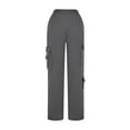 thumbnail image 4 of XFLWAM Cargo Pants Women Straight Leg Casual Elastic Work Pants Athletic Comfy Loose Stretchy Hiking Pants with Pockets Dark Gray L, 4 of 6