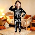 thumbnail image 2 of CAIVO 2 Piece Pajama Set Halloween Skeleton Print O-Neck Long Sleeve Tops And Pants Sleepwear Girls Comfortable PJ Halloween Nightwear For Kids, 2 of 3