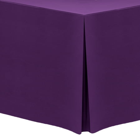 Ultimate Textile (10 Pack) 8 ft. Fitted Polyester Tablecloth - for 30 x 96-Inch Banquet and Folding Rectangular Tables - 42 H Plum