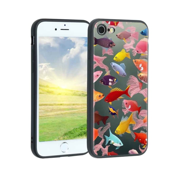 Compatible with iPhone SE 2020 Phone Case, Fishes-61 Case Men Women, Flexible Silicone Shockproof Case for iPhone SE 2020