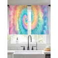 thumbnail image 4 of Sheer Curtains 45 Inches Long, Colorful Tie Dye Light Filtering Window Curtains for Living Room, Rainbow Ombre Abstract Pattern Art Rod Pocket Voile Sheer Curtain Drapes, 52"W x 45"L, 2 Panels, 4 of 8