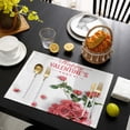 thumbnail image 4 of Valentine''s Day Placemats Set of 4, Romantic Rose Placemat for Dining Table Decorations, Cotton Linen Pink Floral Place Mats, Valentines Table Mats for Kitchen Dinner Anniversary Holiday Party Decor, 4 of 6