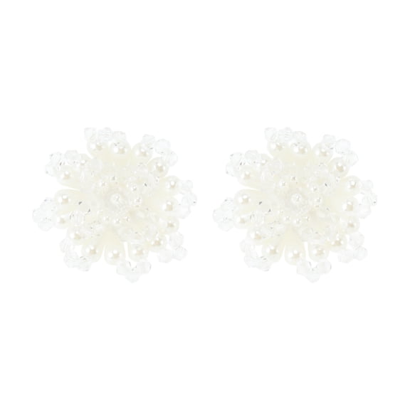 Unique Bargains 1 Pair Shoelace Charms Sparkly Pearls Flowerss Decorative Shoe Clips Beige