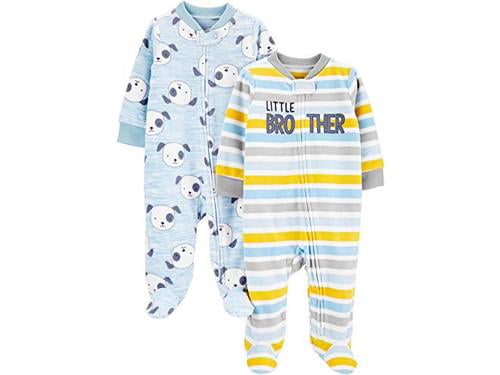 Tiger/Animals 0-3 Months Simple Joys by Carters Boys 2-Pack Fleece Footed Sleep and Play