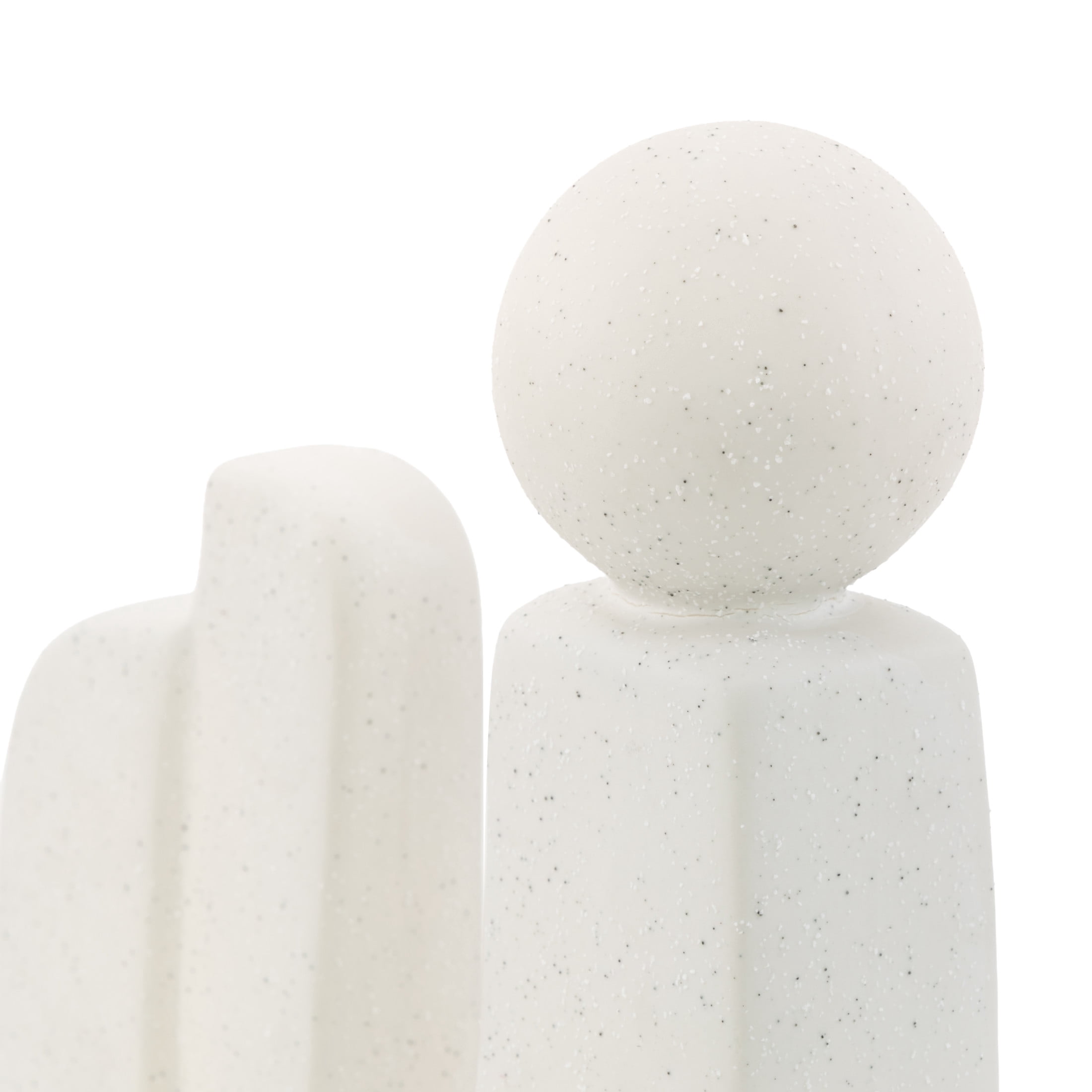8" x 12" White Porcelain Ceramic Textured Geometric Sculpture with Black Speckles, by DecMode