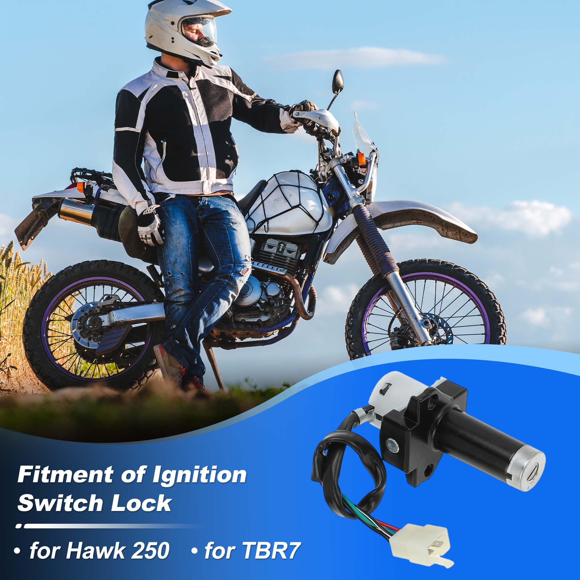 Unique Bargains Motorcycle Ignition Switch for Hawk 250 and TBR7 with Lock Cylinder 10Pcs