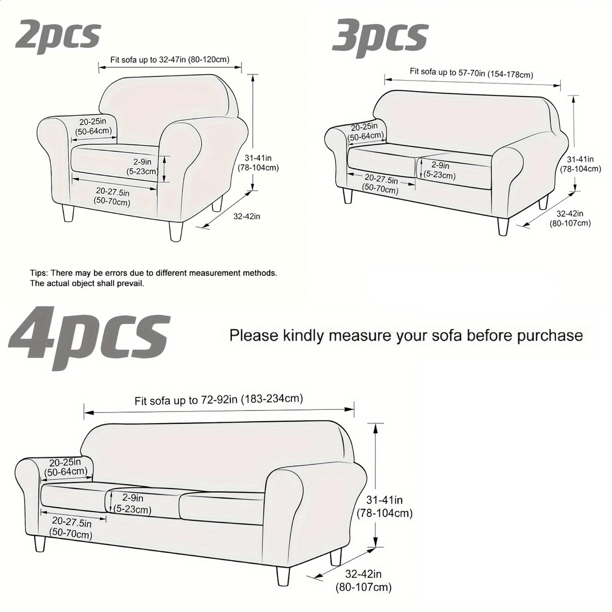 Elastic Stretch Sofa Cover, Machine-Washable Pet-Proof Furniture Protector, Suitable for 1/2/3-Seater Living Room Sofas with Removable Cushions