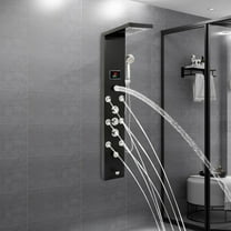 Modern LED Shower Panel Tower Massage System Rain&Waterfall Jets Faucet Stainless Steel for Hotels, Homes