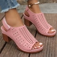 thumbnail image 7 of Hurxie Platform Sandals for Women Sling Wedge Sandals Hollow-Out Low Heel Open Toe Ankle Boots Cutout Shoes Slingback Sandals Pink 37, 7 of 7
