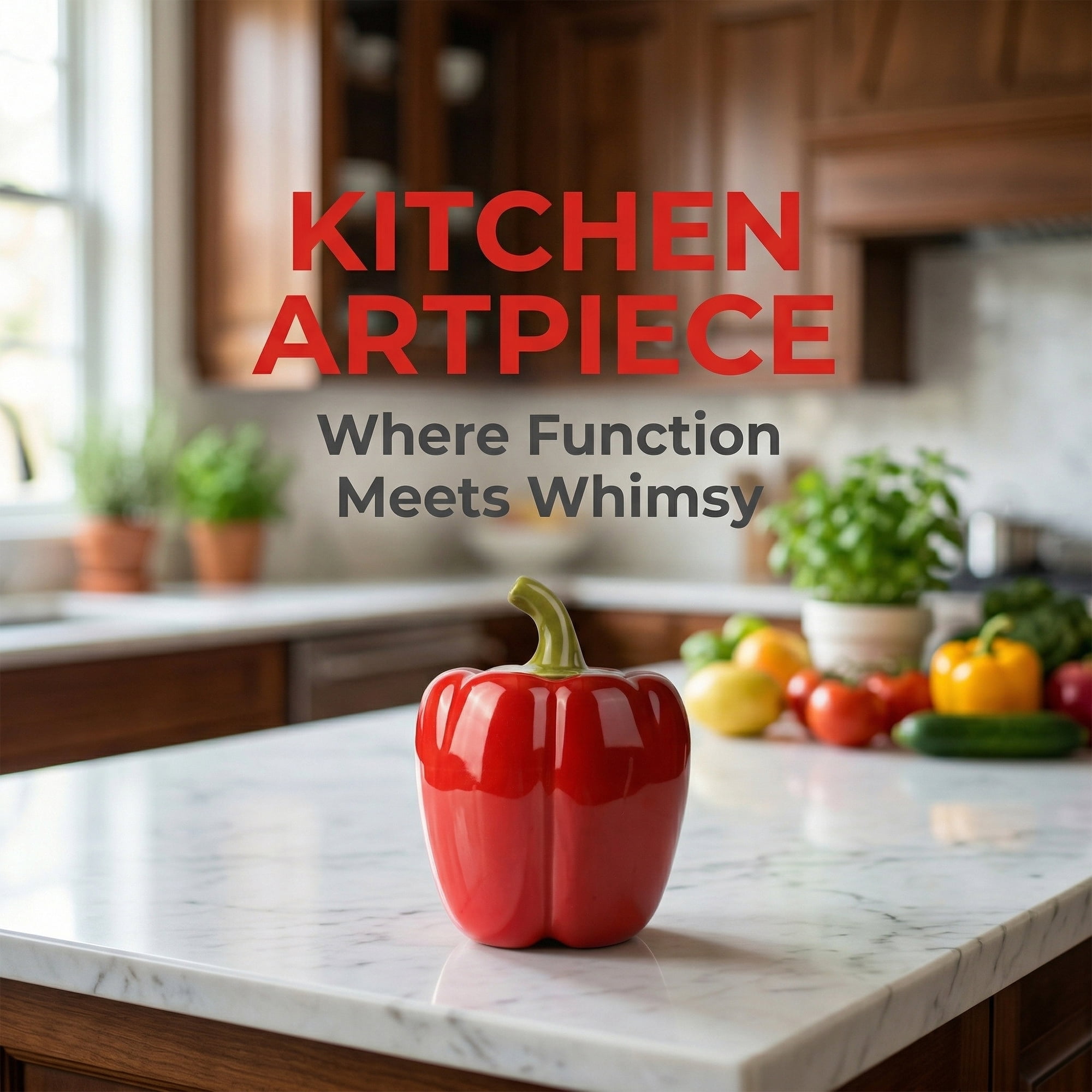 Unique Bargains Ceramic Chili Shaped Jar with Lid Cute Vegetable Jar for Decor Red