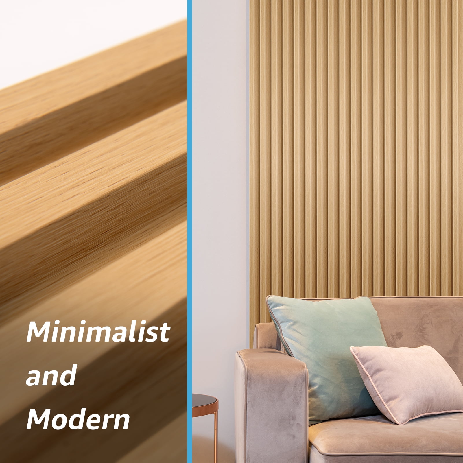 Art3d Slat Wall Panel,WPC Acoustic Diffuser 3D Wall Panel,8 Pieces 96x6 inch-Oak(32 sq.ft/Case)