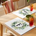 thumbnail image 4 of Letter F Placemats Set&nbsp;of&nbsp;2 Alphabet Green Eucalyptus Leaves Plant Simple Heat Insulation Washable Place Mats, Non-Slip Table Mats for Dining Table Party Kitchen Decor,13x19 Inch, 4 of 9