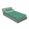 thumbnail image 3 of Ambesonne Leaves Fitted Sheet & Pillow Sham Set, Hawaiian Tropical Foliage, Full, Green Night Blue, 3 of 3