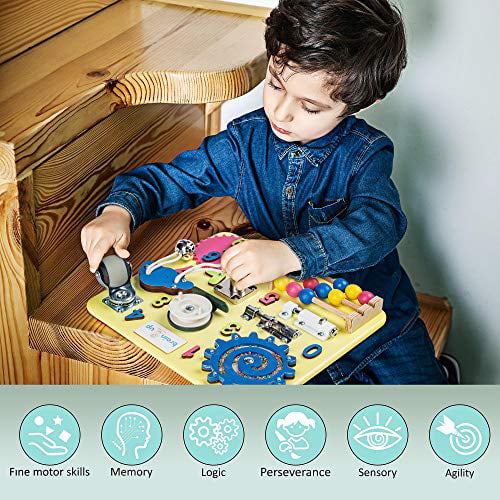 Busy board for toddler Occupational Therapy Travel busy board Wooden Toys 
