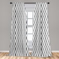 thumbnail image 5 of Ambesonne Abstract Curtains, Monochrome Lines Dots, Pair of 28"x63", Black White, 5 of 5