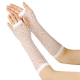 thumbnail image 3 of Fgnfyis Womens Coarse Fishnet Stretchy Long Punk Half Finger Nightclub Carnival Party Cosplay Gloves for Women Accessories White, 3 of 4