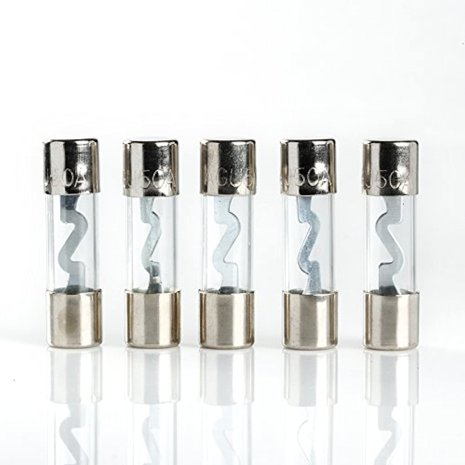 AGU Fuse Glass Fuse Silver Tips -5 pack (50 AMP)