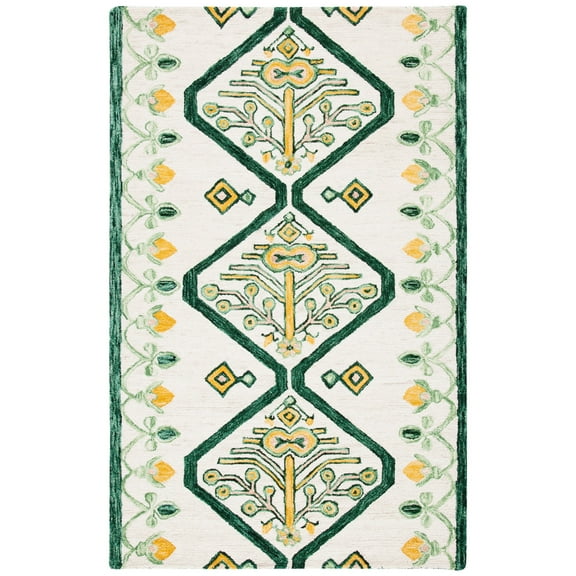 SAFAVIEH Aspen Eirann Southwestern Wool Area Rug, Ivory/Yellow, 4' x 6'