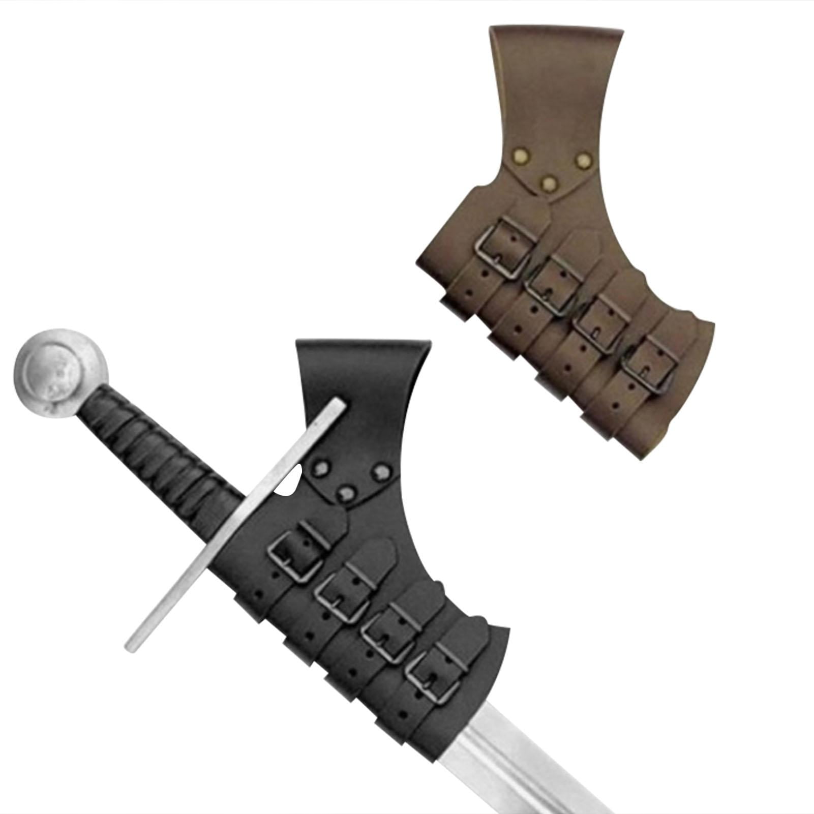 Universal Lace Up Black Leather Sword Frog Blade Holder Medieval Belt Carry NEW 