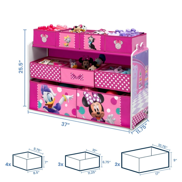 Disney Minnie Mouse Deluxe 9 Bin Toy Organizer, Fabric Bins, Vinyl