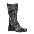 thumbnail image 4 of Leozcaa Womens Embroidered Boots Pull On Cowboy Boots for Women Floral Low Chunky Heel Western Boots, 4 of 5